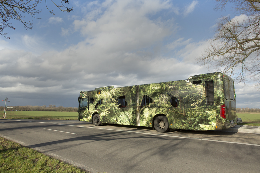 "Forest Bus," Klimakunst, mobile Fotoinstallation, Monheim Rhein, ©Ellen Bornkessel