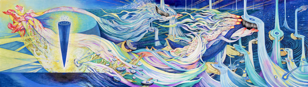 乱反射の器　2.3m×8m mineral pigments on paper