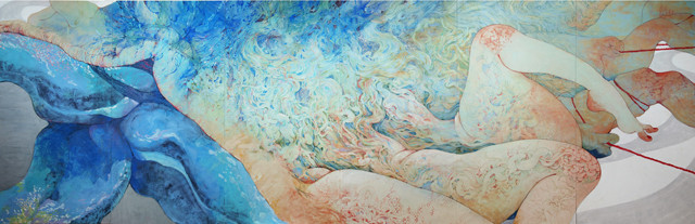 [じゃじゃ馬ならし]　　　　２００ｃｍ×６００ｃｍ　　　麻紙に岩絵具　　　　　　　　　　　　　　　　　　　　　　　　　　　　　　　　　　　　　　　　　　　　　　　　　　　　　　　　　　　　　　　　　　　　　　　　　　　　　　　　　　　　　　　　　　　　　　　　　　　　　　　　　　　　　　　　　　　　　　　　　　　　　　　[The Taming of the Shrew]　　　　Pure pigment on Japanese Paper