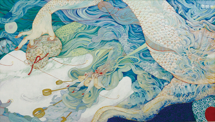 [スイム・スイム]　　　１９４ｃｍx９０ｃｍ　　　　　　　　　　　　　　　　　　　　　　　　　　　　　　　　　　　　　　　　　　　　　[SWIM，SWIM]    Pure pigment on Japanese Paper　　  