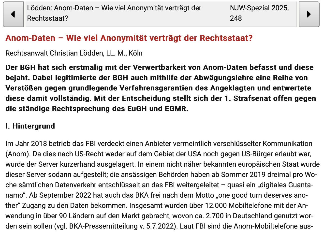 Wie viel ANOnyMität verträgt der Rechtsstaat?