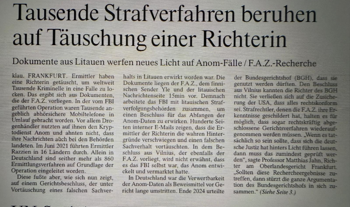 ANOM Leaks - Stell dir vor, Polizei und Staatsanwaltschaft belügen Richter, um Gerichtsbeschlüsse zu erwirken und die Verteidigung kann das Beweisen!