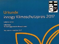 Urkunde Klimaschutzpreis