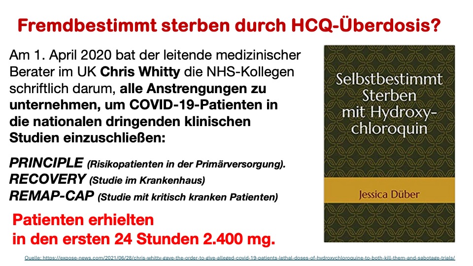 HCQ macht Rhythmusstörungen.  "Schwarze" starben vermehrt ,20-30% haben einen 6Phosphatdehydrogenasemangel