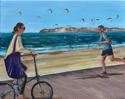Strand St Malo, Öl auf Leinwand, 40 x 50 cm, 2021, verkauft