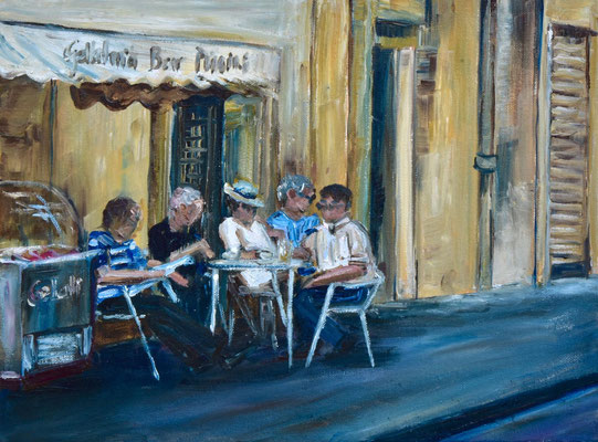 Italienisches Café, Öl auf Leinwand, 30 x 40 cm, 2022