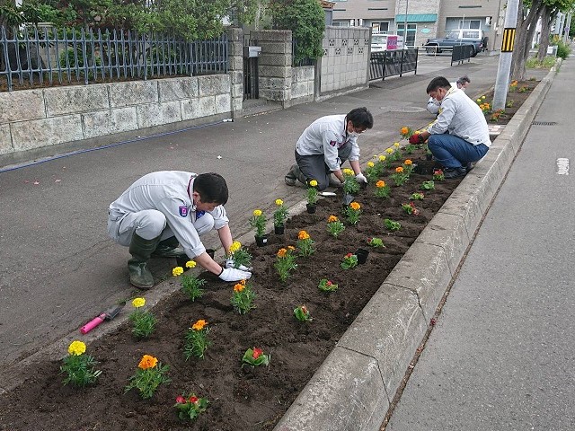 花壇整備と清掃活動を行いました