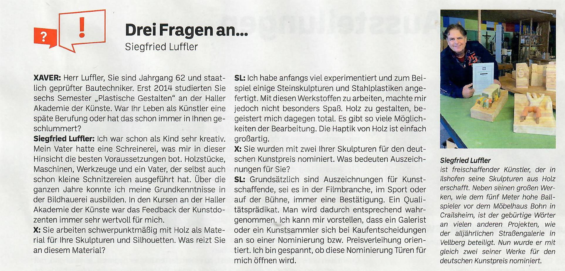Drei Fragen an Siegfried Luffler