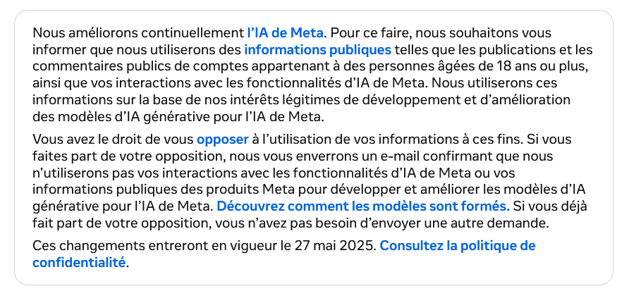 S'OPPOSER A L'UTILISATION DE L'IA META