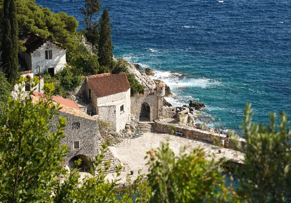 Blick vom Arboretum, Trsteno, Kroatien
