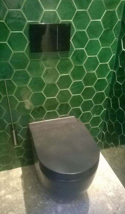 Handflasierte Terracotta aus Portugal, Hexagon 10x11,6 cm, Farbe: forest green