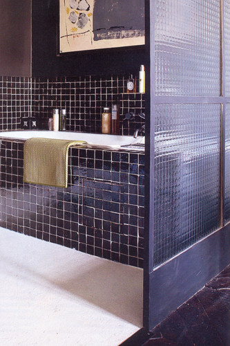Badezimmer mit Zelliges, negro 5x5 cm