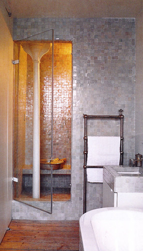 Badezimmer mit Zelliges, beige 5x5 cm