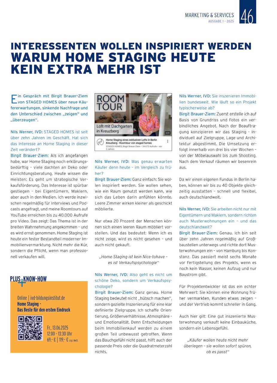 Interview im IVD Magazin "immobilien BUSINESS"