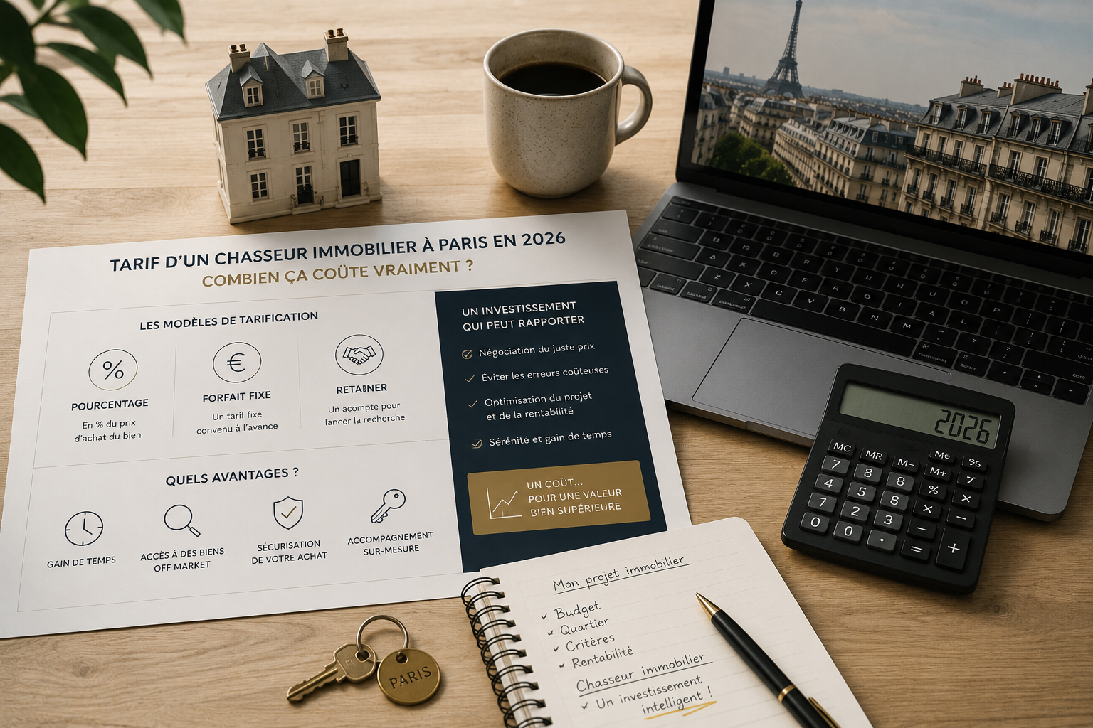 Tarif chasseur immobilier Paris : Combien ça coûte VRAIMENT en 2026 ?