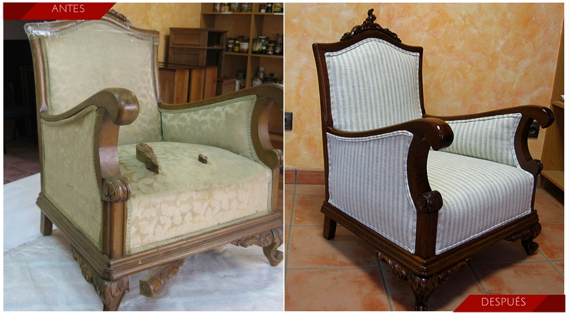 Restauración y tapizado butaca del siglo XIX - Restauración de muebles Madrid