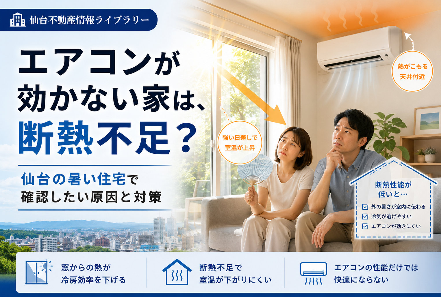 エアコンが効かない家は故障ではなく断熱不足？仙台の暑い住宅で確認したい原因と対策