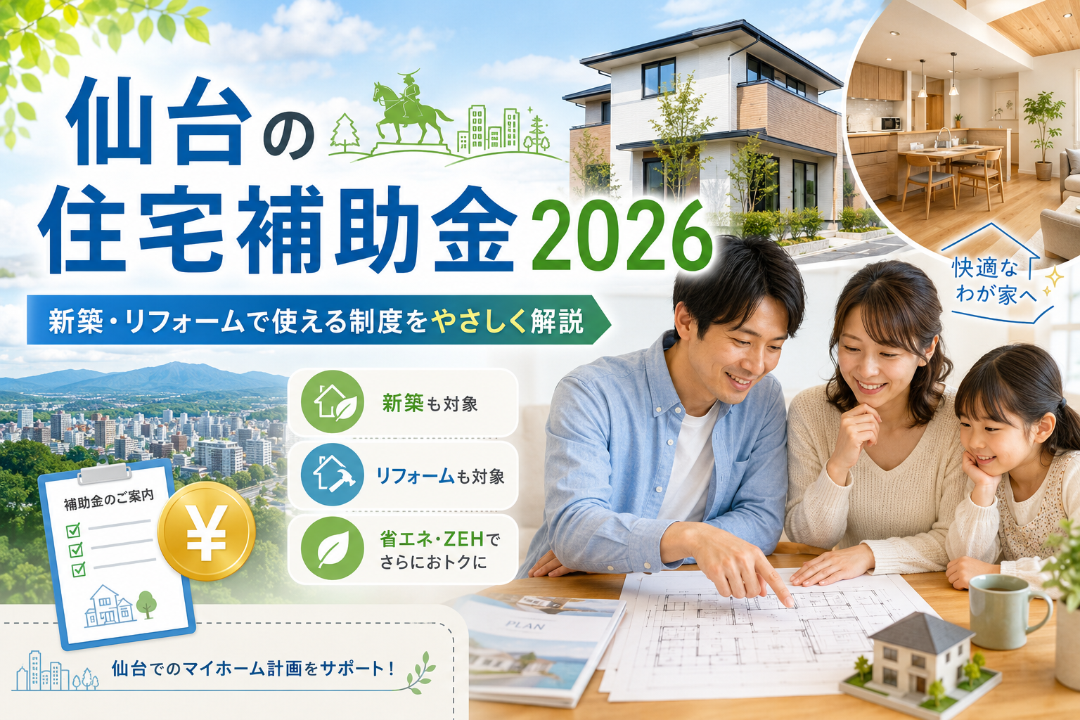 仙台の住宅補助金2026｜新築・リフォームで使える制度をやさしく解説