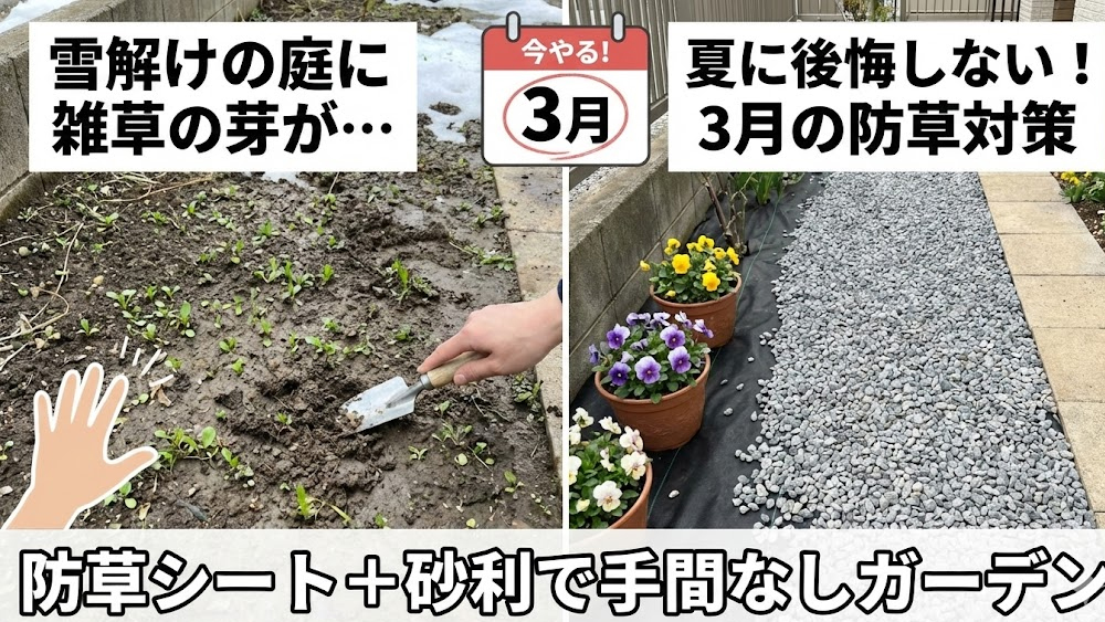 夏の草むしりで地獄を見ないために。3月の今やるべき「庭の防草対策」