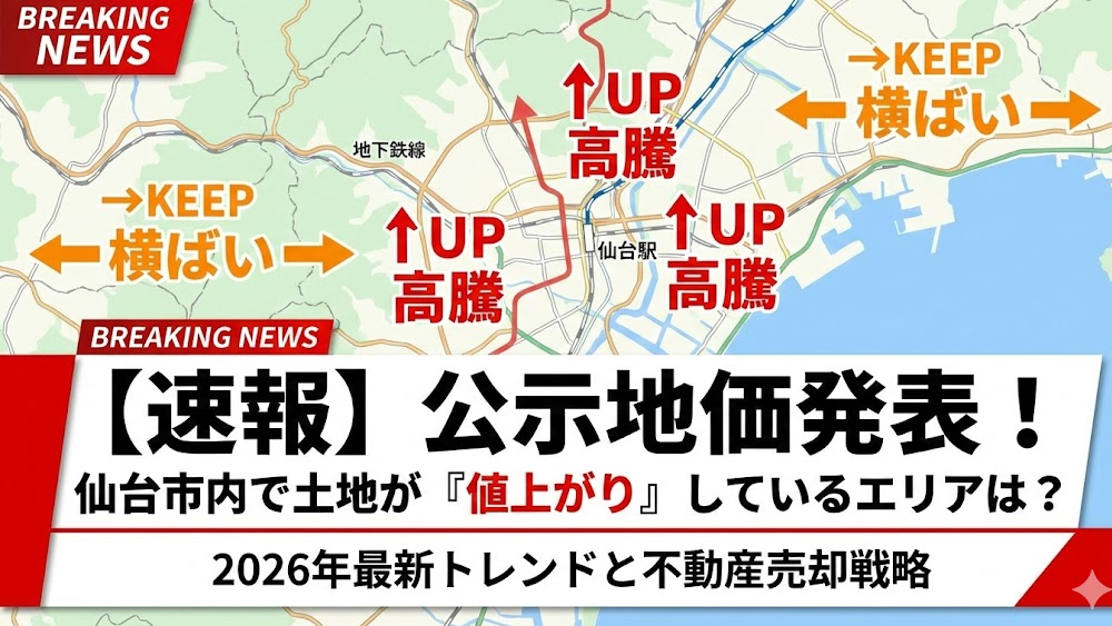 【速報】地価公示発表。仙台で土地が「値上がり」しているエリアはここだ