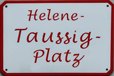 Straßenschild eines möglichen Salzburger "Helene-Taussig-Platzes"; Grafik ©: Memory Gaps 2020