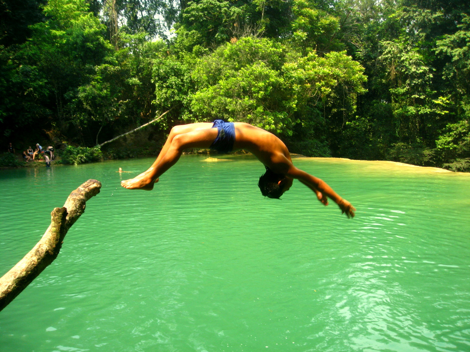 Jumping into refreshing water