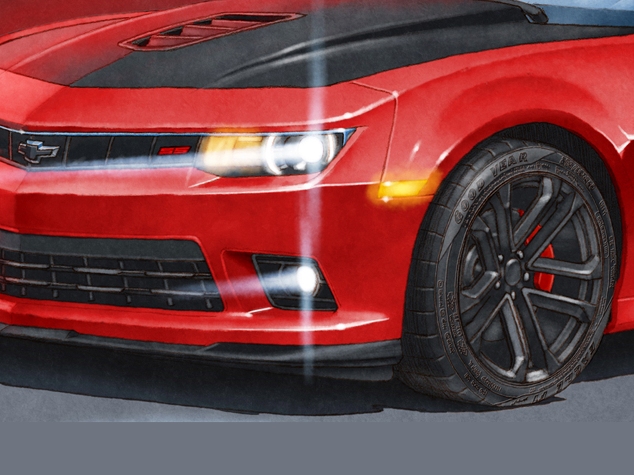L'édition Black Night du dessin de la 1LE offre du nouveau, comme le lettrage sur les pneus Good Year F1 Supercar