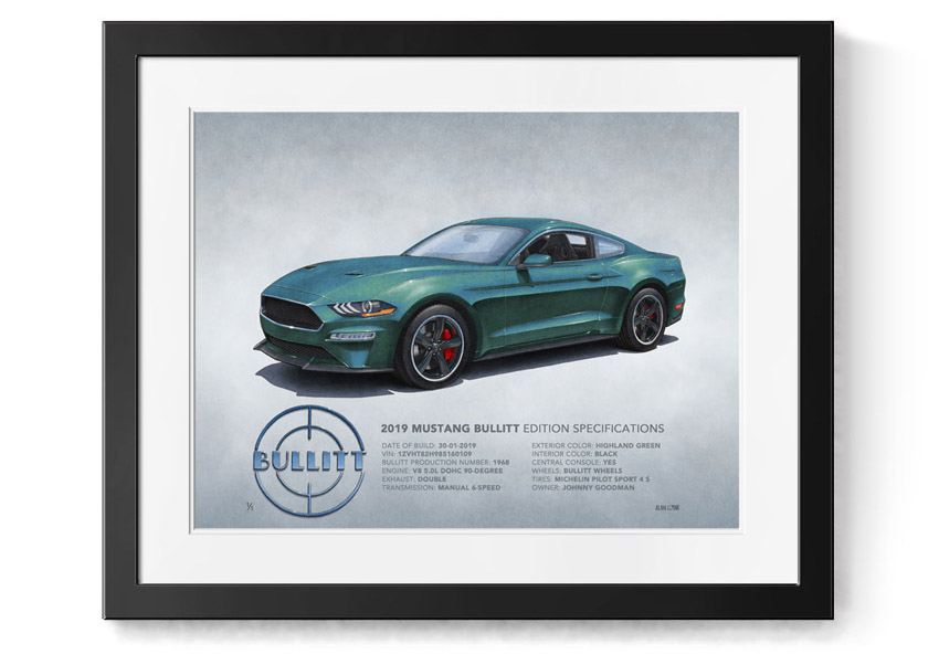 2019 2020 Mustang Bullitt printed drawing - 3 sizes available