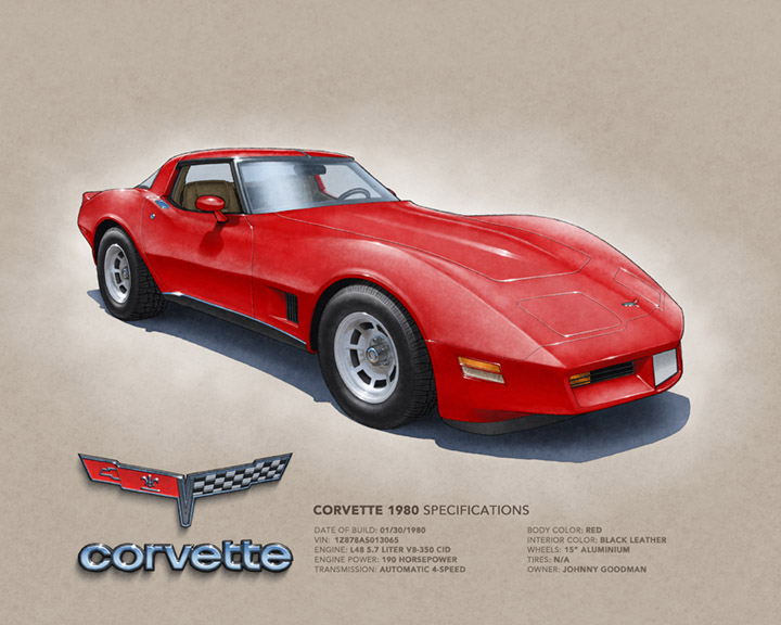 Discover the printed drawing of the 1980 to 1982 Corvette – available in 3 printed sizes.