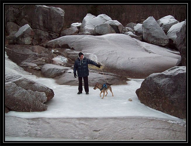 mein Mann und Hund Kira auf dem Tysso
