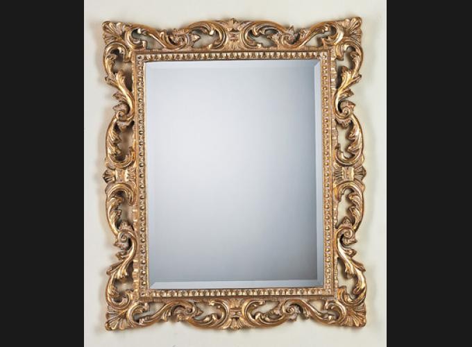 1504 Specchiera oro patinata bianca cristallo molato Misure: L.74 x H.87