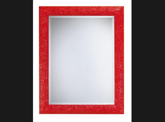 1470 Specchiera Laccata Rossa Cristallo Molato Misure int: L.60 x H.80 Misure est: L.66 x H.96