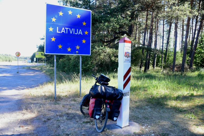 Ich verabschiede mich aus Litauen und überquere das vierte Mal eine Grenze und komme in Lettland an - ohne Grenzkontrolle