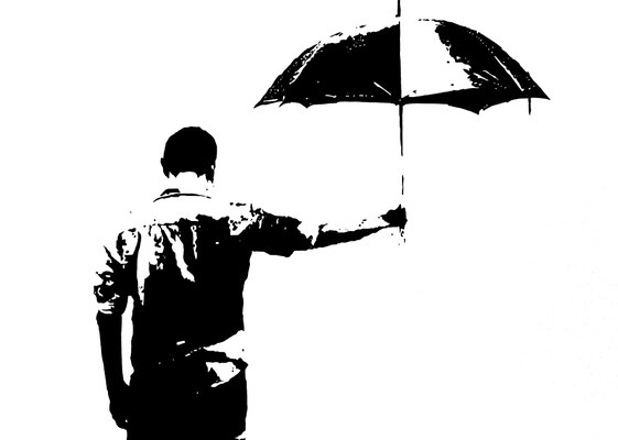 - L'homme au parapluie - 58x42 