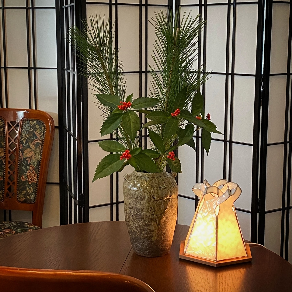 client photo お求めいただいたランプが「お正月を盛り上げてくれました」と写真をいただきました