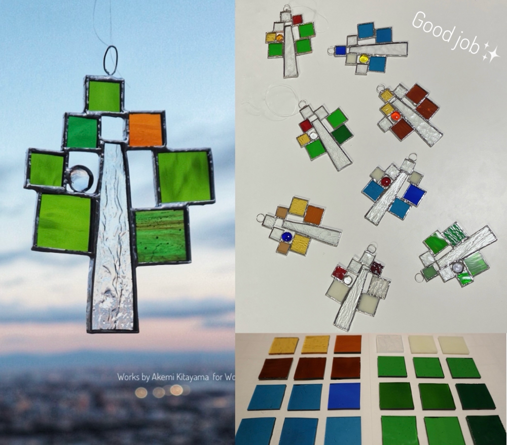 Stained glass Workshop【ステンドグラス講座】をリクエストいただいて、"ツリー"をモチーフに限定ワークショップを行いました。