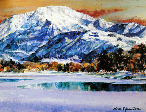 安田謙　雪景伊吹山　1987年