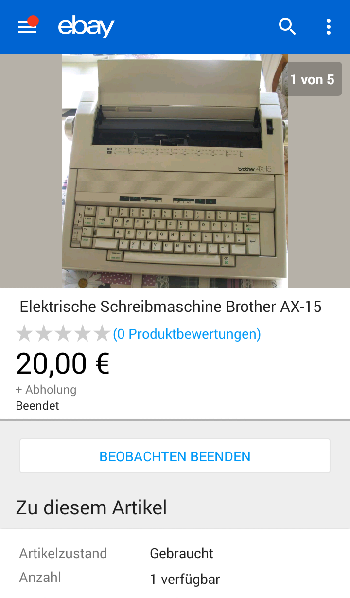 Schreibmaschine von eBay