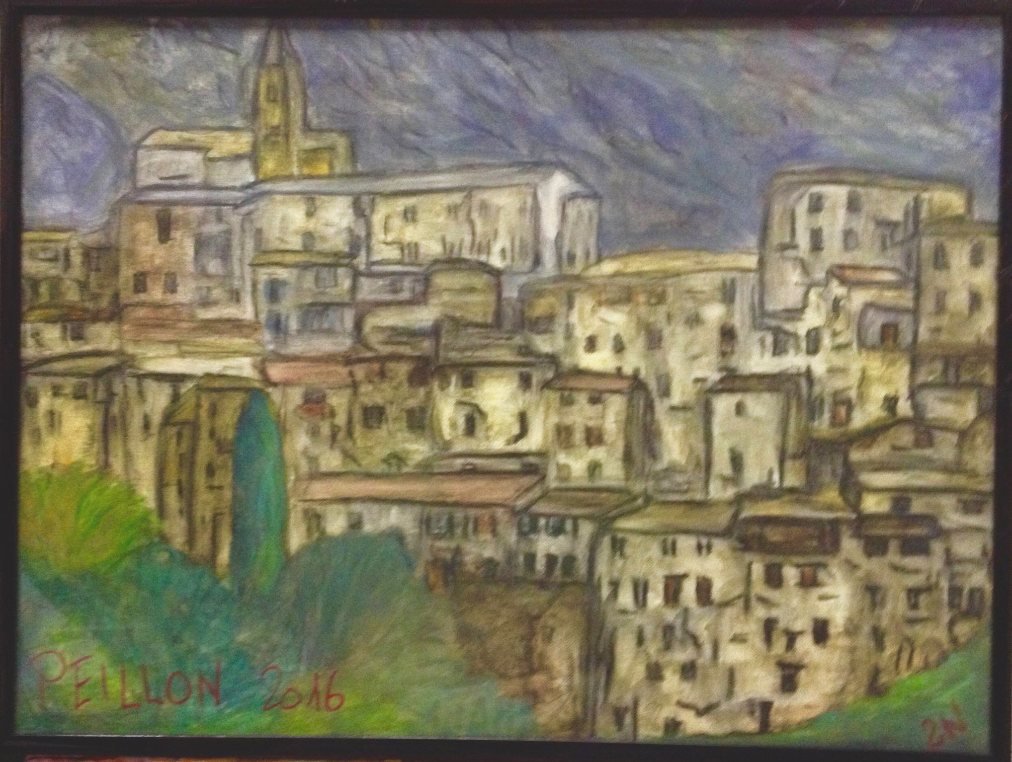 PEILLON  Water-soluble colour wax pastels on canvas grain, ca. 20 X 30 cm