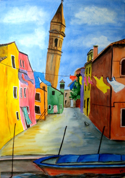 06  Die Wäscheleine / Aquarell / 2010 / 50 x 70 cm