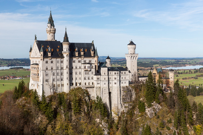 Blick von der Marienbrücke auf die Südfassaden Neuschwansteins