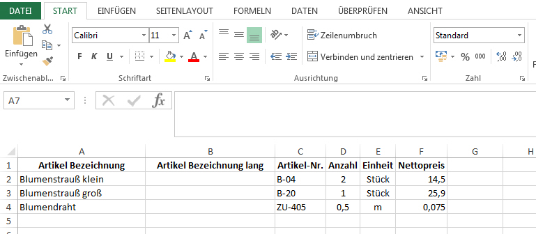 Excel Beispiel für Loesungsbox Angebots Import