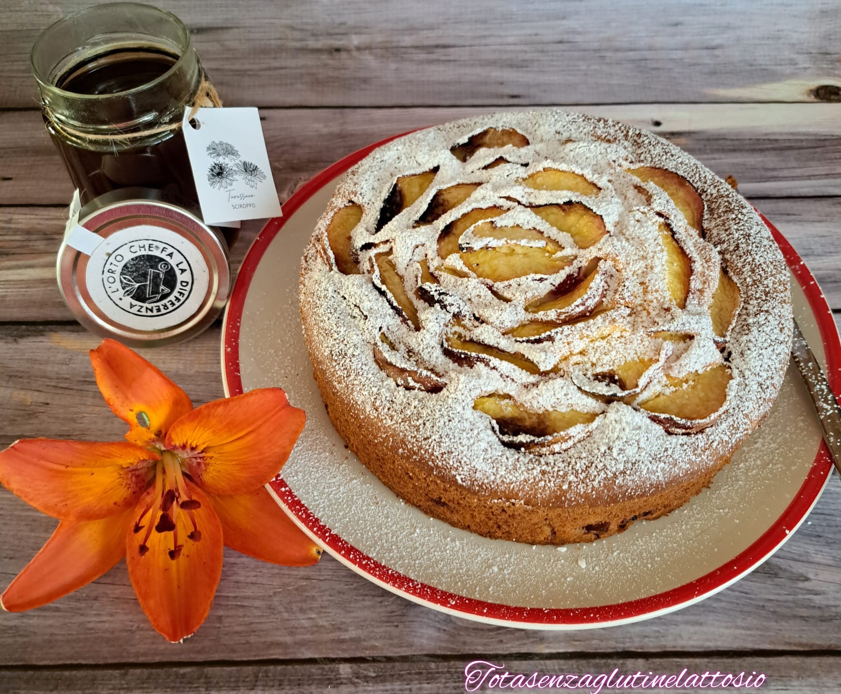 Torta con Sciroppo di Tarassaco e Pesche