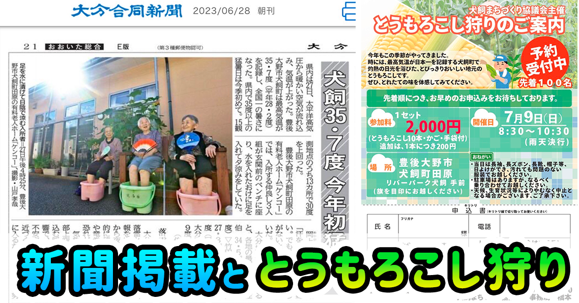 新聞掲載ととうもろこし狩り