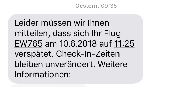 09:35 Uhr, Zürich Flughafen: Die nächste Hiobsbotschaft per SMS