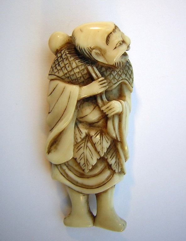 992 Netsuke Katabori å½¢å½« Chokwaro Sennin Mit Kurbistrinkflasche Netsuke Inro Ojime Sagemono Okimono Elfenbein Ivory Juwelier Color Wiener Bronze Pinselbecher Russisches Email