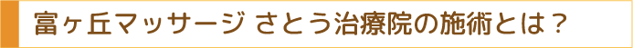 富が丘マッサージさとう治療院の施術とは？