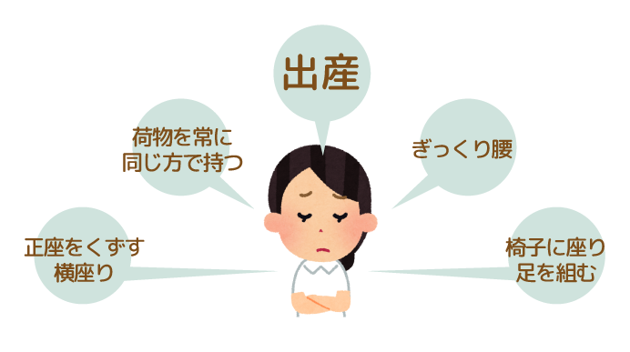 出産・横座り・ぎっくり腰・足を組む