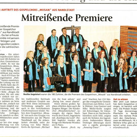 Erstes Konzert im evangelischen Gemeindezentrum Au 2012