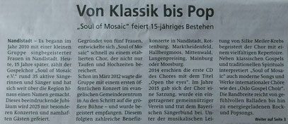 Vorankündigung zum Jubiläumskonzert 2025